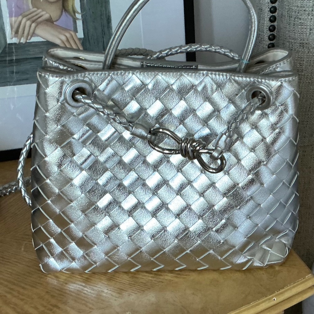 Tiffany & Fred Woven Leather Top Handle Shoulder Bag - Picture 4 of 6